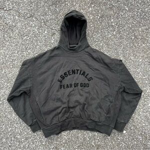Fear of God Essentials Men’s/Unisex Arched Logo Hoodie Black Sz XL Slit Pockets